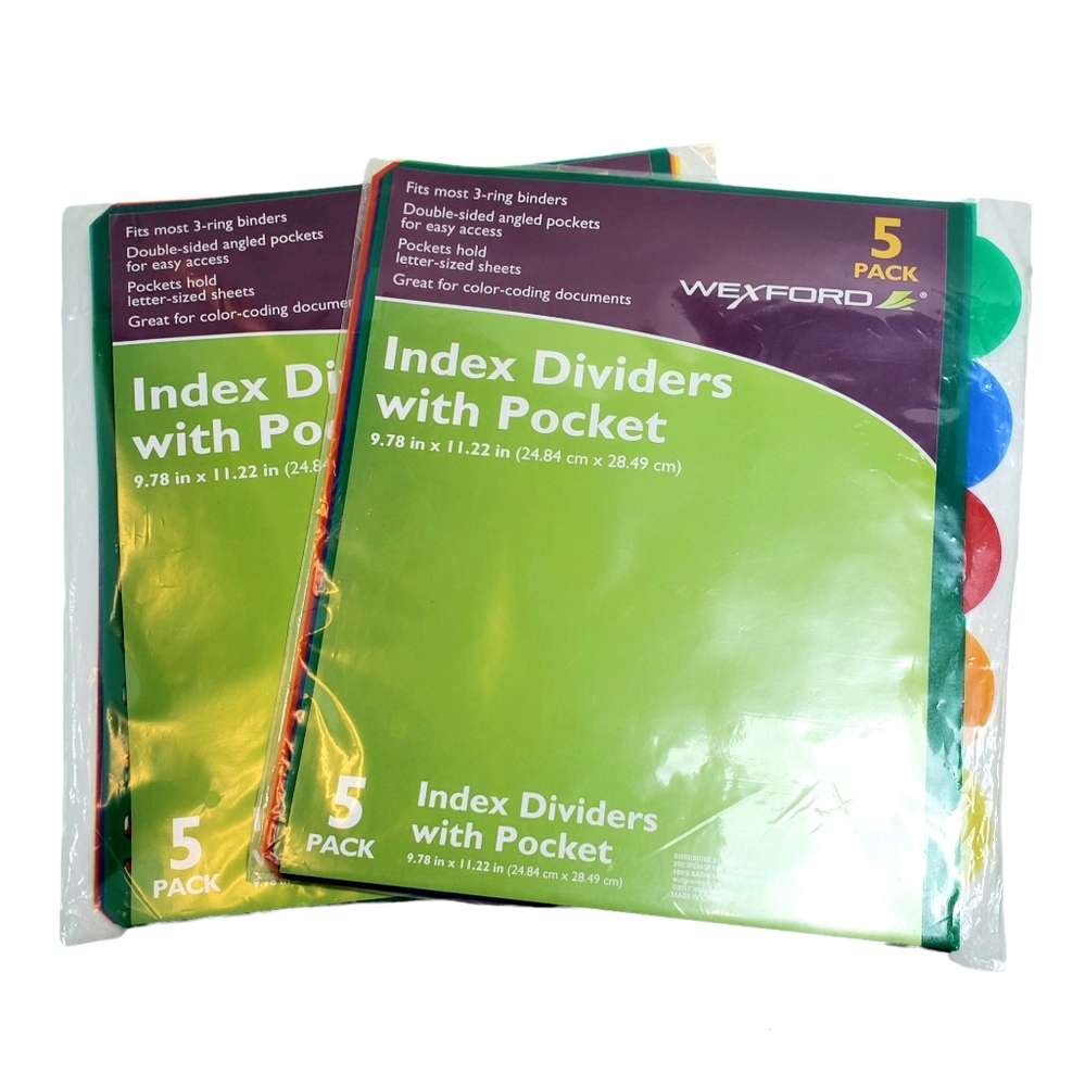 Wexford Index Dividers with Pockets Five Tab 2 pack